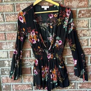Band of Gypsies Floral Bell Sleeved Romper